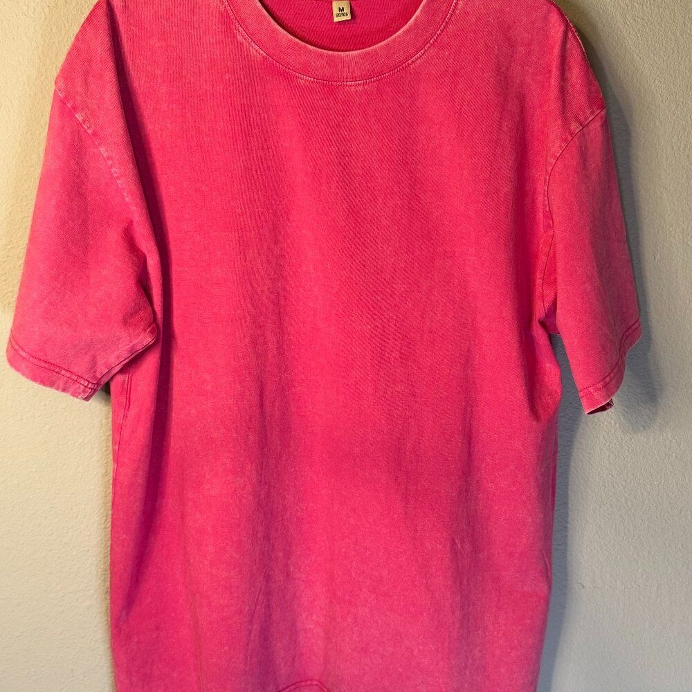 Vintage Wash Pink Tee | Soft Faded Look | Everyday Casual T-Shirt Medium